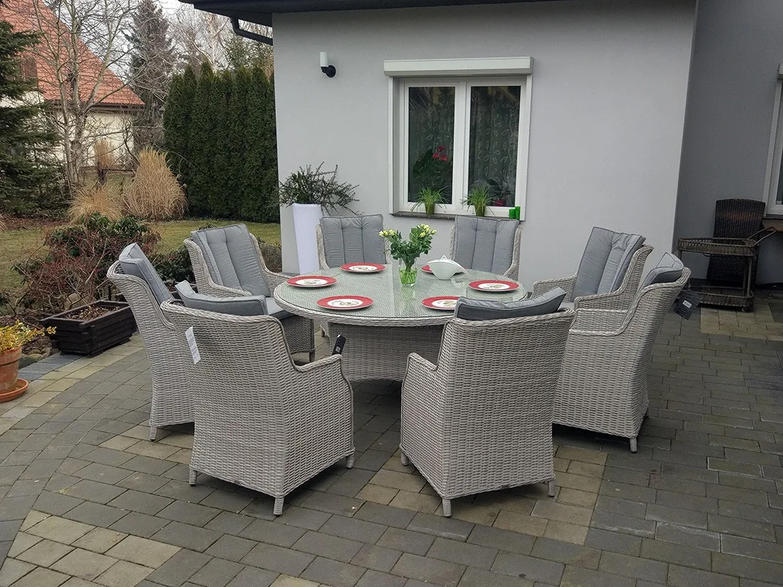 ADRIA S8 160 — stół 160cm z 8 fotelami, komplet