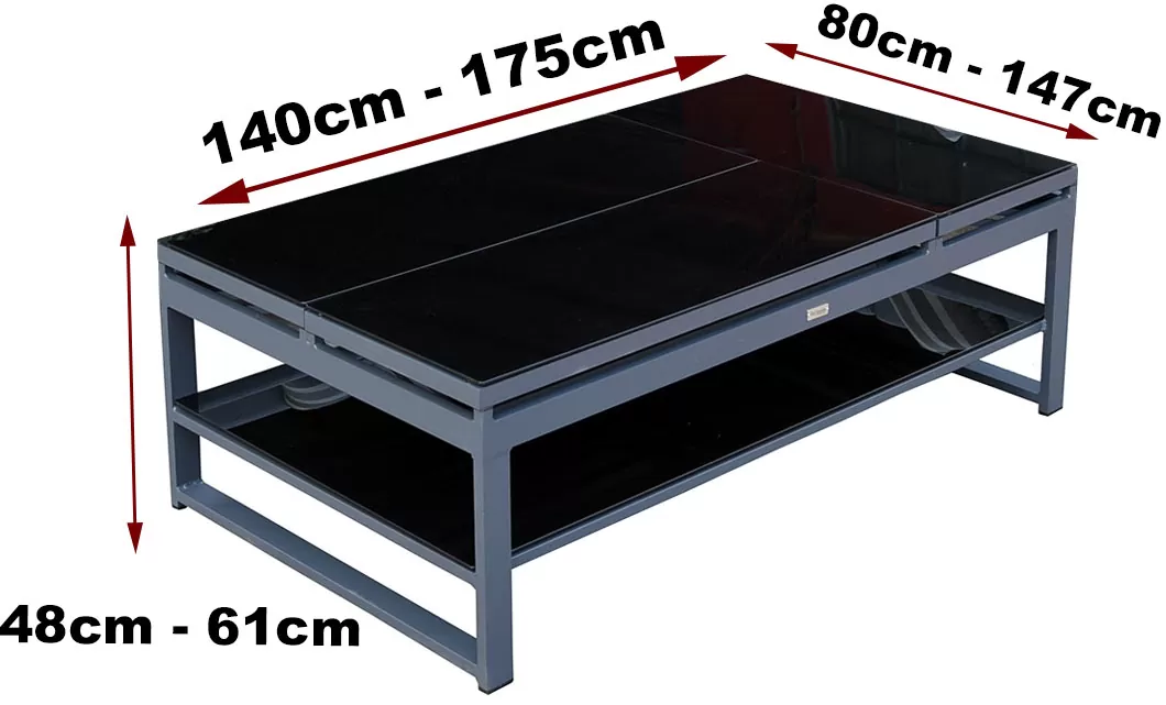 Rozkładany stół ogrodowy RAGNAR z aluminium — wersja rozłożona