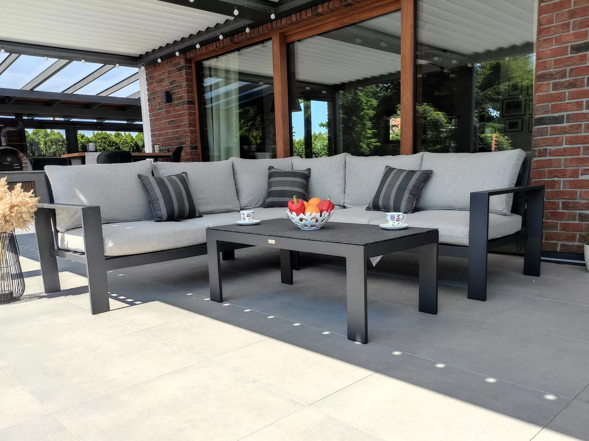 Narożnik RAGNAR CORNER MINI — stolik kawowy 120×60 cm z efektem kamienia