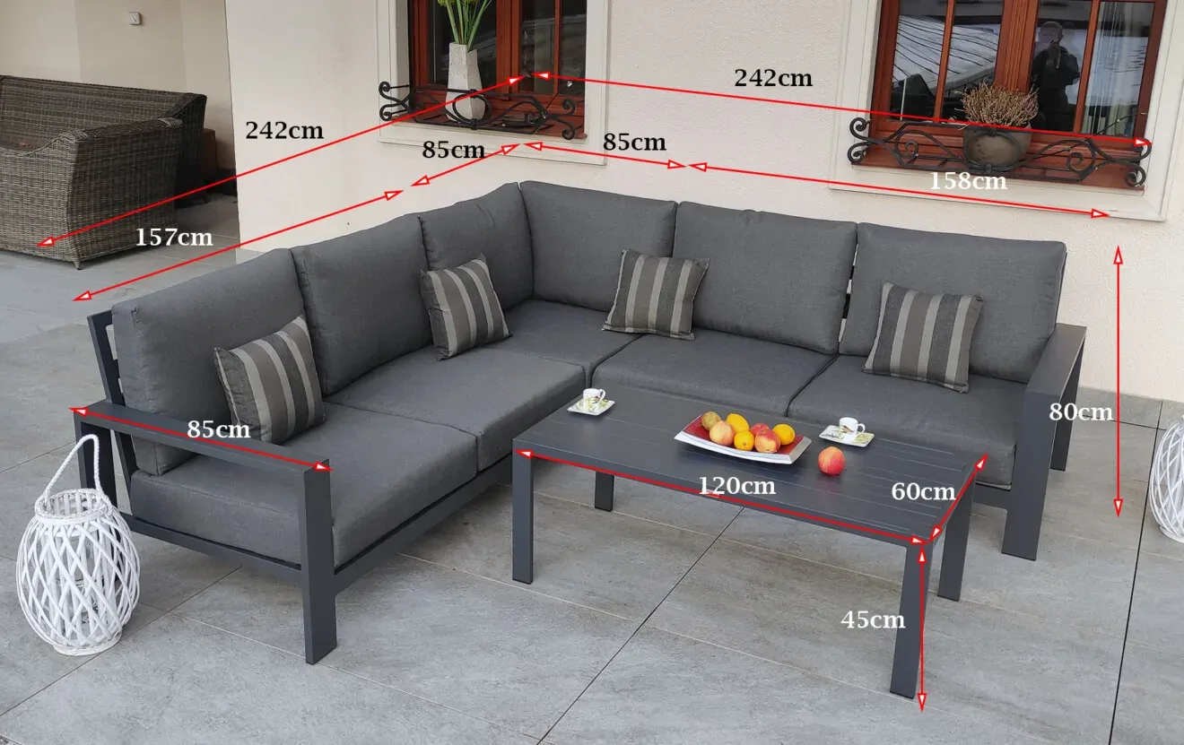 RAGNAR CORNER MINI — schemat wymiarów narożnika ogrodowego