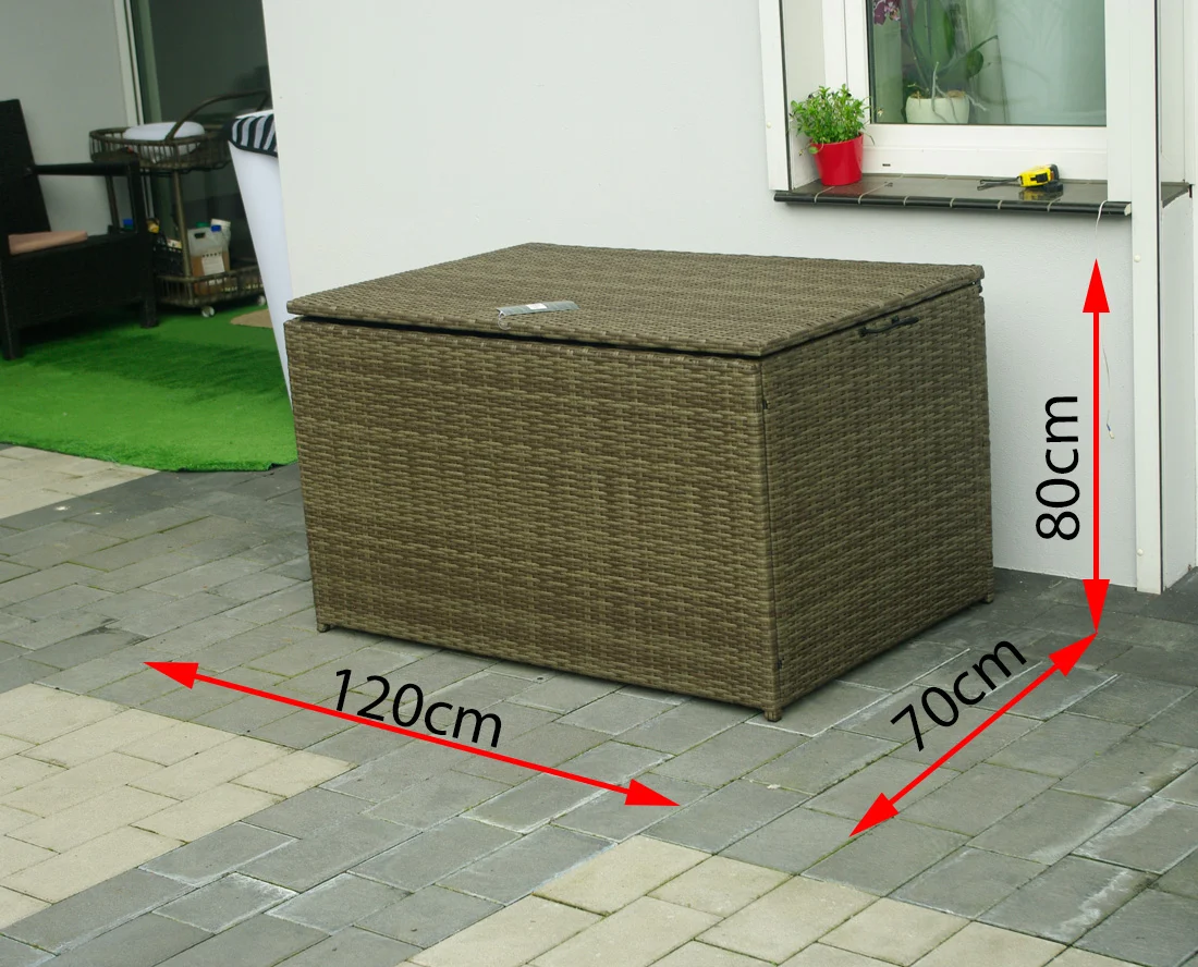 BOX BIG brąz-mat — widok ukośny skrzyni ogrodowej