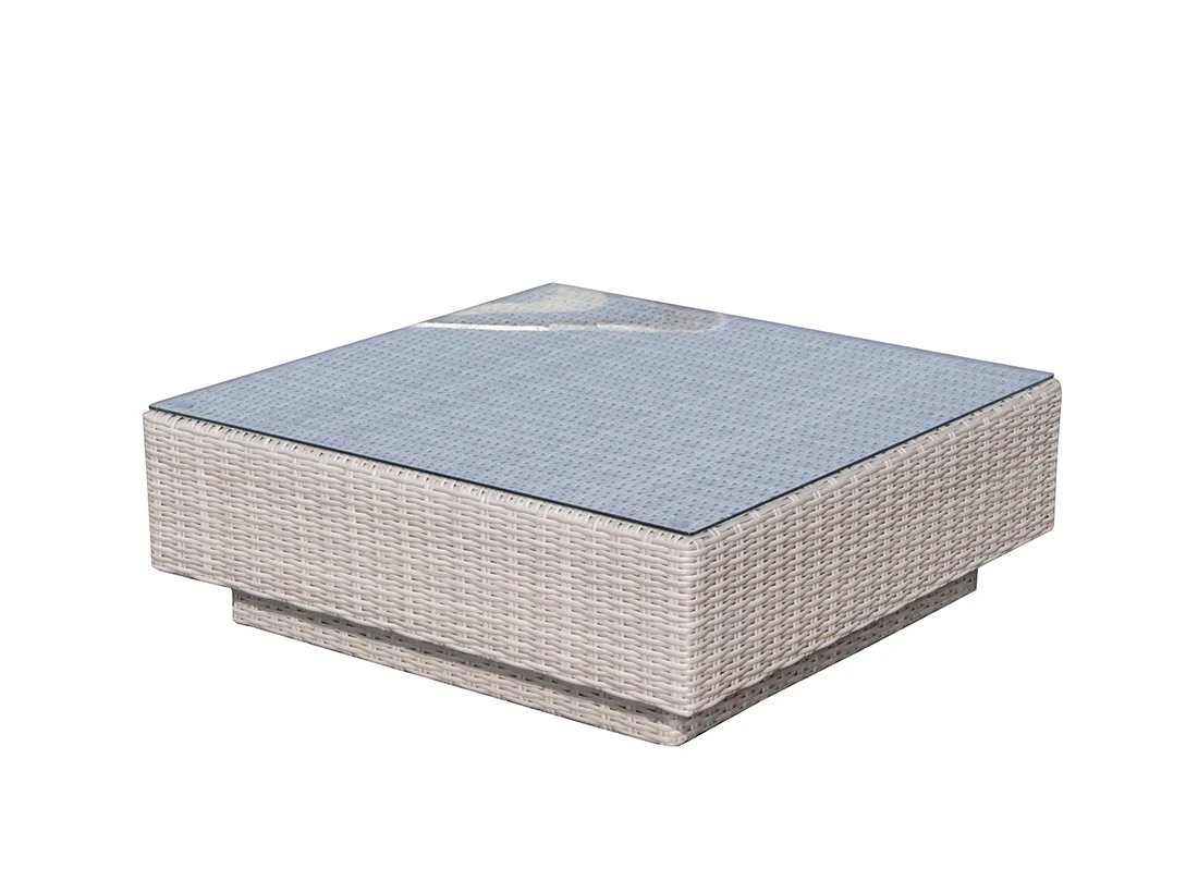 Stolik kawowy zestawu CALABRIA jasny szary — szkło hartowane