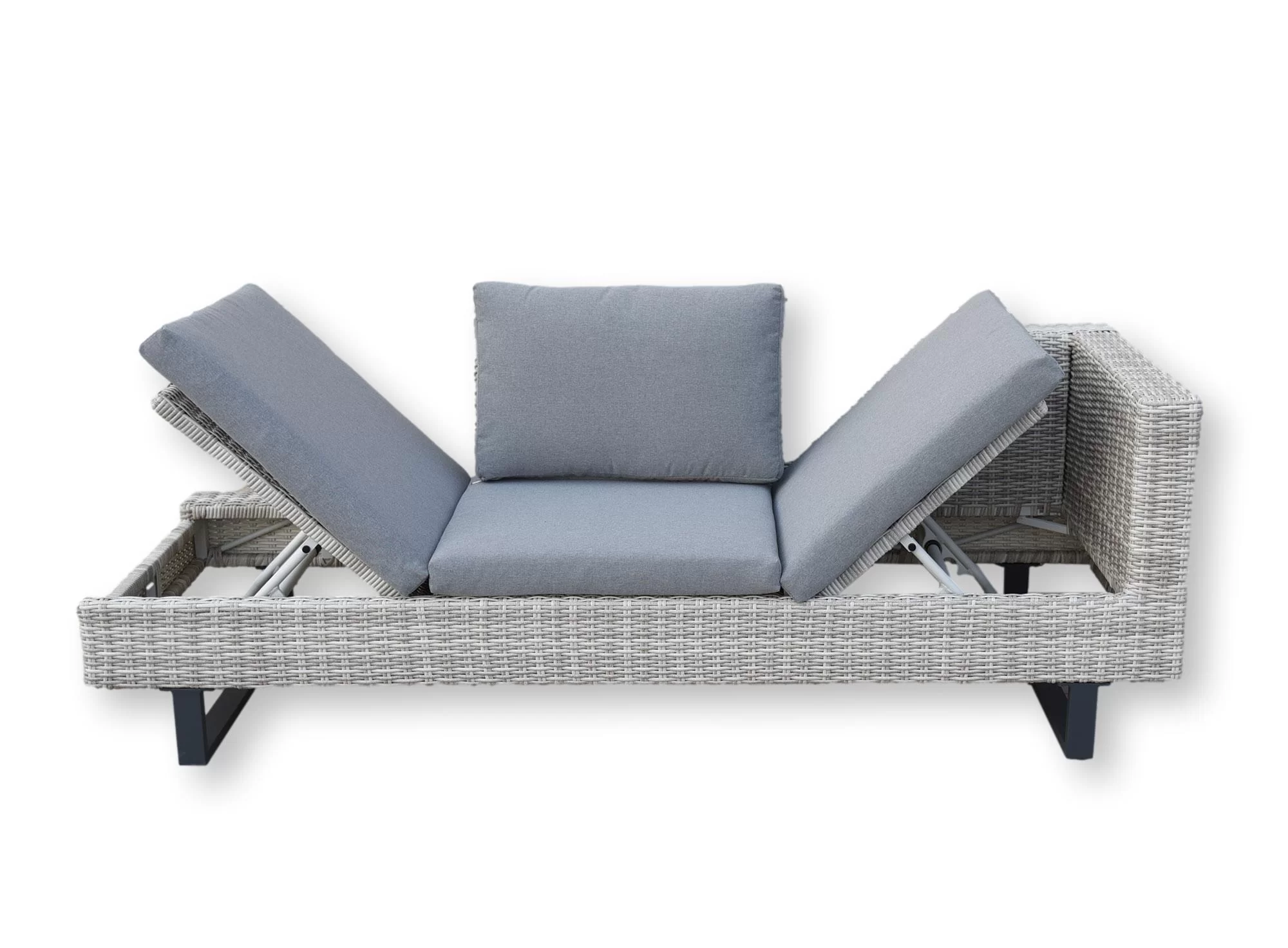 Narożnik z leżakiem PINETO szary — widok produktowy na białym tle