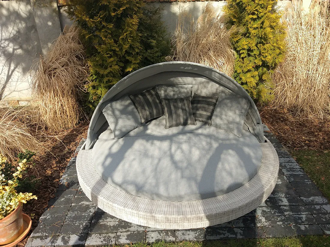 Wyspa ogrodowa SANTORINI — widok z góry, średnica 218 cm